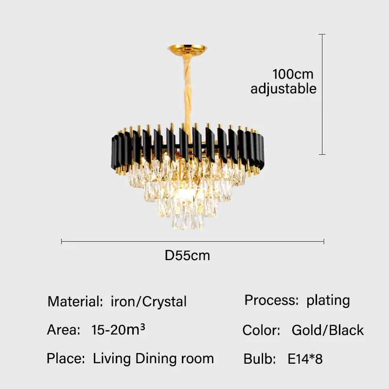 Crystal LED Pendant Chandelier: Modern Luxury Living Room Dining Lighting Fixture