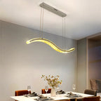Modern Crystal Chandelier: Stainless Steel Long Strip Hanging Lamp for Kitchen and Dining