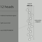 Modern LED Chandelier Ring Light Lamp Suspension Staircase Lighting