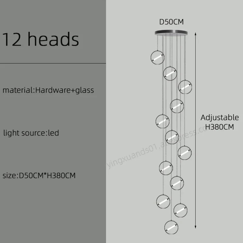 Modern LED Chandelier Ring Light Lamp Suspension Staircase Lighting
