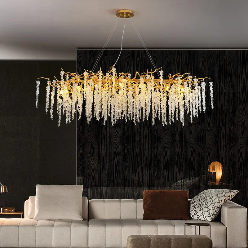 Tassel Crystal Chandelier: Luxury LED Ceiling Pendant for Living, Hotel Hall - Modern Elegance