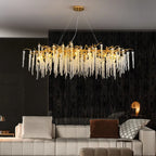 Long Crystal Chandeliers LED Pendant Lamp for Living Hotel Hall Lighting