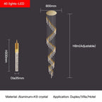 Modern Crystal Staircase Chandelier Lighting for Restaurant Gold Corridor