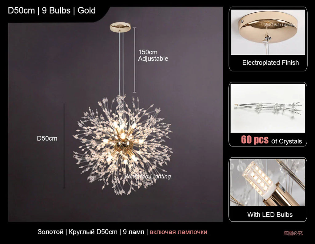 Dandelion Led Ceiling Chandelier for Home Decor Lighting Fixture