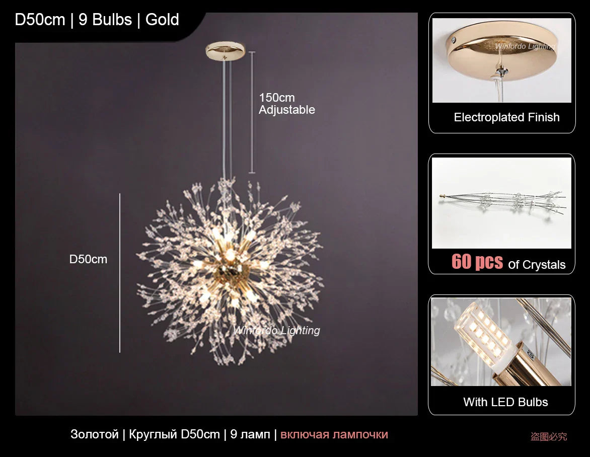 Dandelion Led Ceiling Chandelier for Home Decor Lighting Fixture