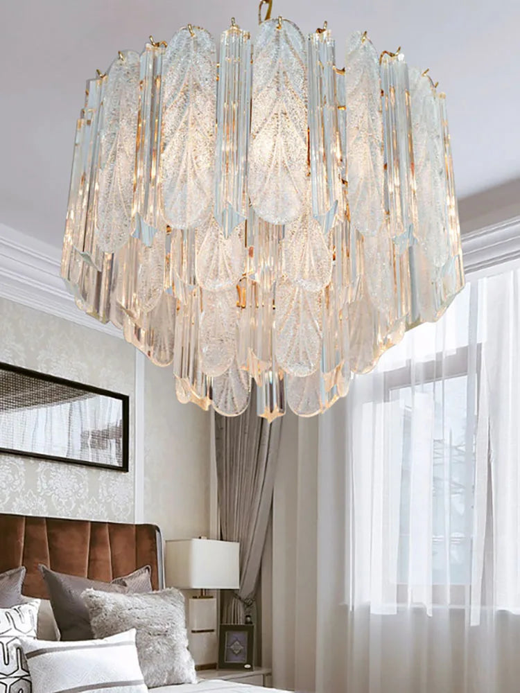 Crystal Bedroom Pendant Lamp: Designer Luxury Glass Lighting for Living Room
