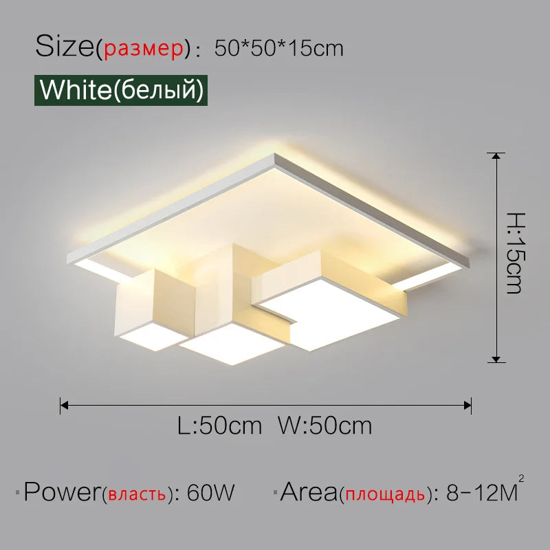 Nordic Square Ceiling Lamp Modern Minimalist Bedroom Lighting