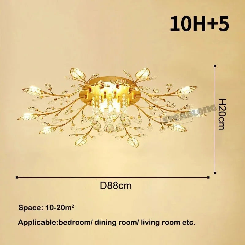 Crystal Ceiling Chandelier LED Light Fixture for Living Room Bedroom Kitchen