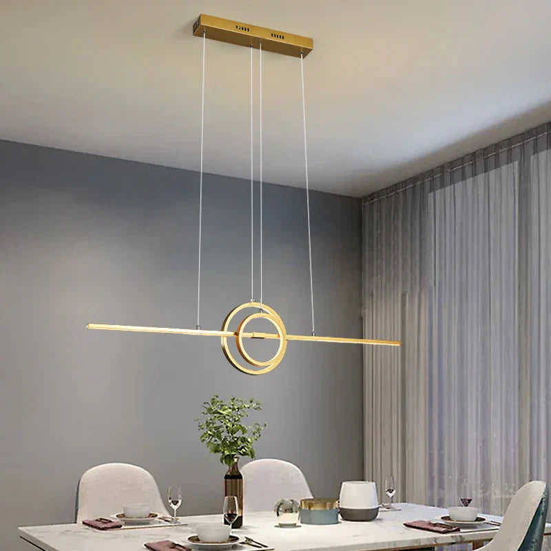 Modern LED Chandelier Remote Control Dimmable Hanging Lamp for Dining Room Kitchen