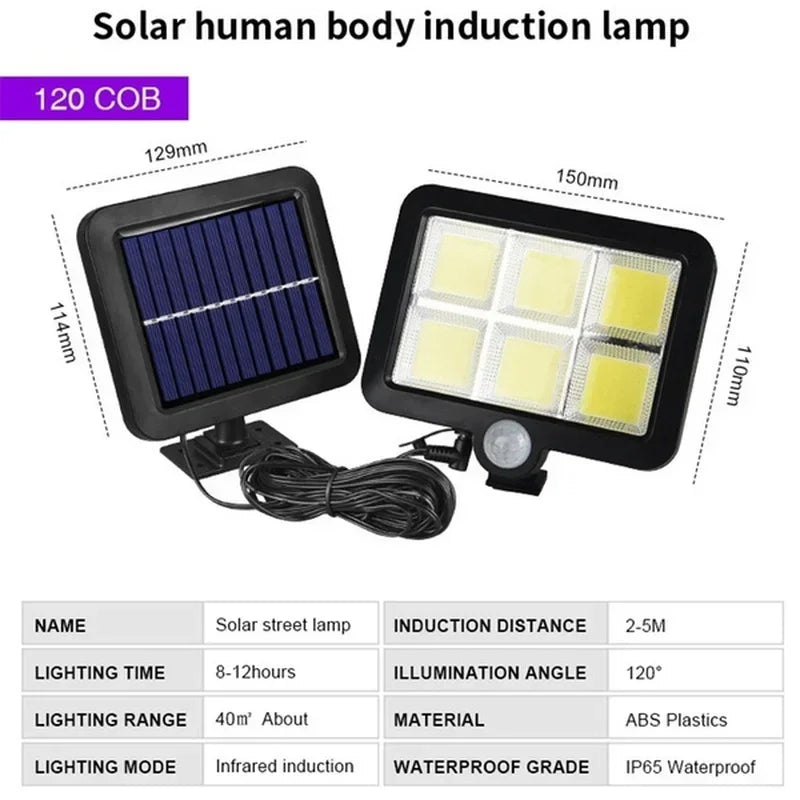 Solar Split Wall Lamp 3 Mode Motion Sensor Waterproof Garden Street Light