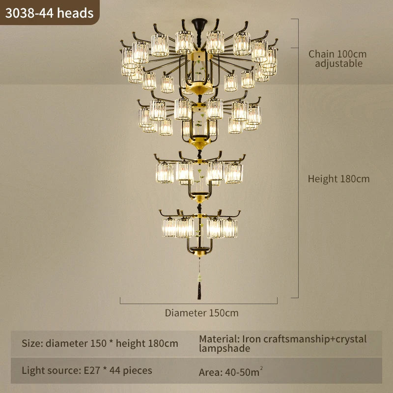 Luxury Crystal Chandelier: Modern Chinese Villa Living Room Lighting