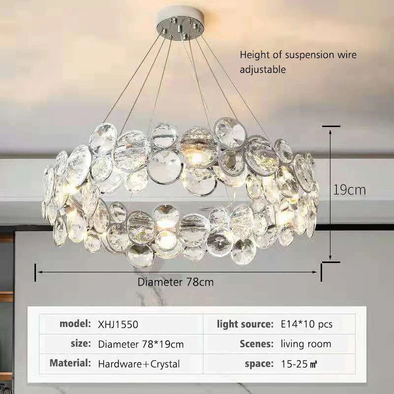 Luxury Crystal Chandelier LED Pendant Light for Modern Living Room
