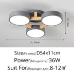 Nordic Style Wood Art LED Chandelier for Bedroom Living Room Ceilings