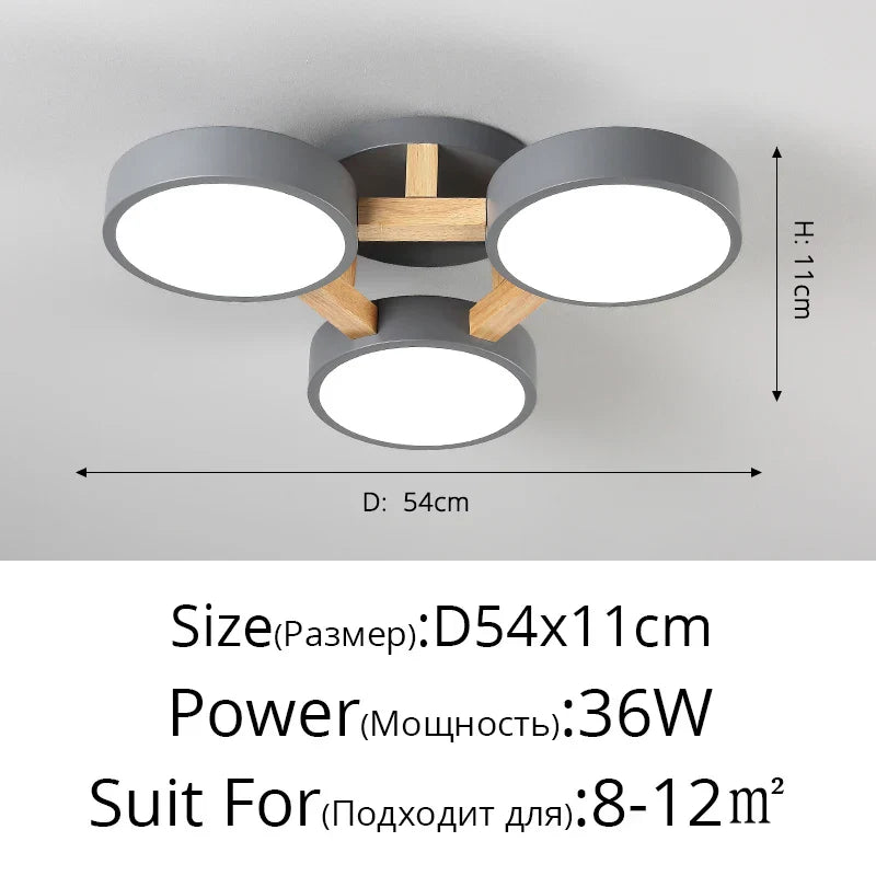 Nordic Style Wood Art LED Chandelier for Bedroom Living Room Ceilings