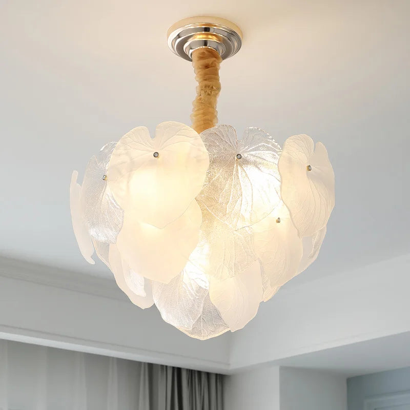 French Cream Crystal Chandelier for Luxury Living Room, Net Red Feather Design