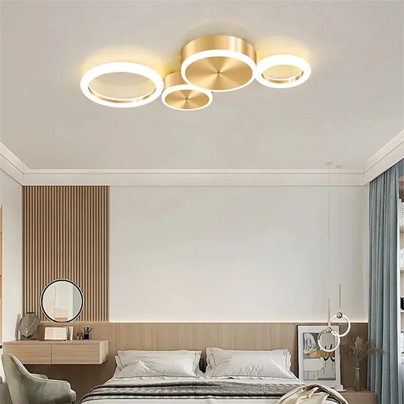 LED Gold Ring Chandelier for Living Room Bedroom Dining Room