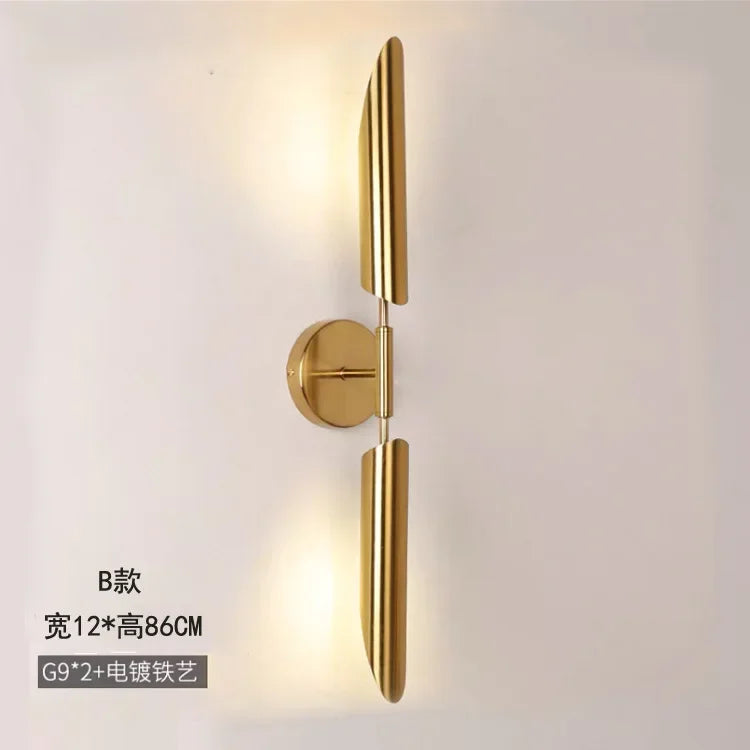 Golden Inclined Tube Wall Lamp for Modern Luxury Living Room Bedroom Décor