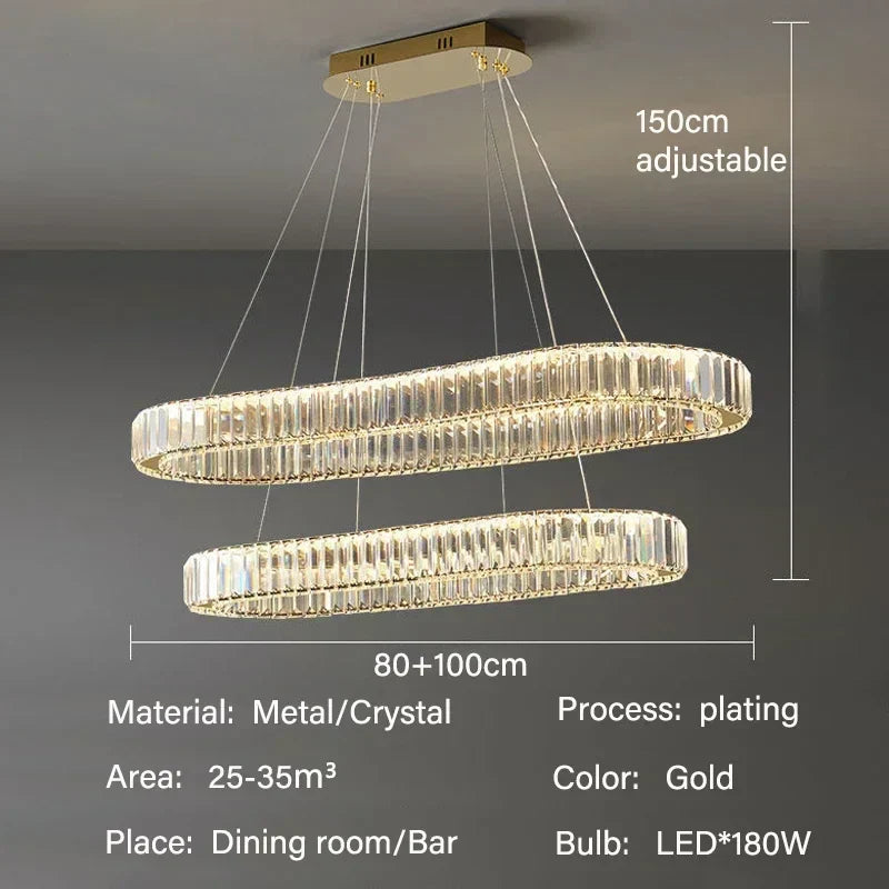 Crystal Pendant Chandelier Modern LED Ceiling Light Fixture