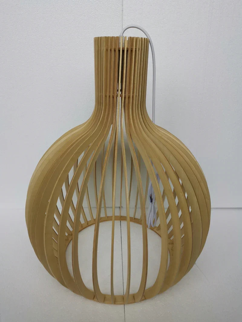 Nordic Wooden Birdcage Pendant Light for Living Room