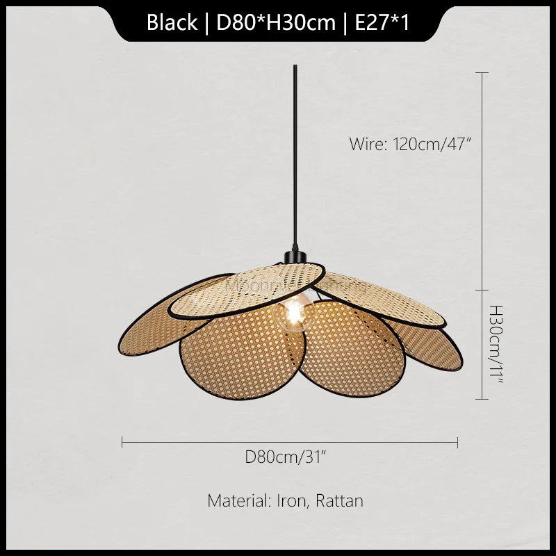 Rattan Chandelier Korean Style Pendant Light for Home Decor and Kitchen