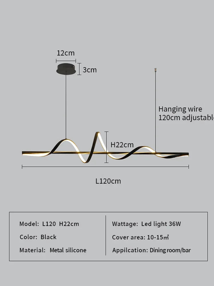 Water Ripple LED Pendant Lights: Modern Minimalist Dining Room Bar Hanging Lamp Fixtures