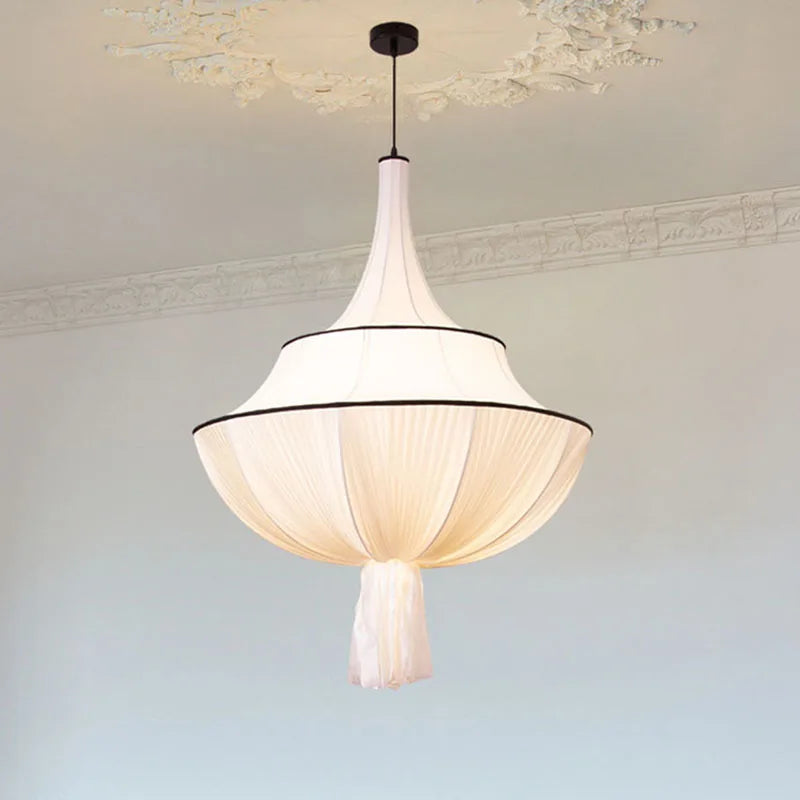 Vintage Cloth Pendant Lights for Ceiling, French Living Room Chandelier, Wabi Sabi Bedroom Decor