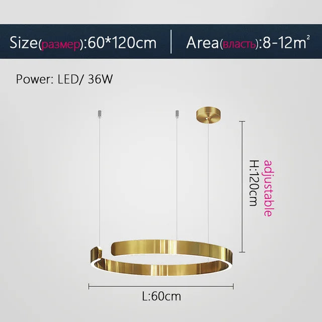 Modern LED Chandelier: Height Adjustable Pendant for Dining & Living Room.