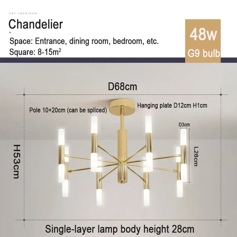 Nordic Chandeliers: Modern Living & Dining Room Pendant Lighting Fixtures