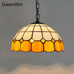 Tiffany Square Pendant Light, Stained Glass Hanging Lamp for Home Decor