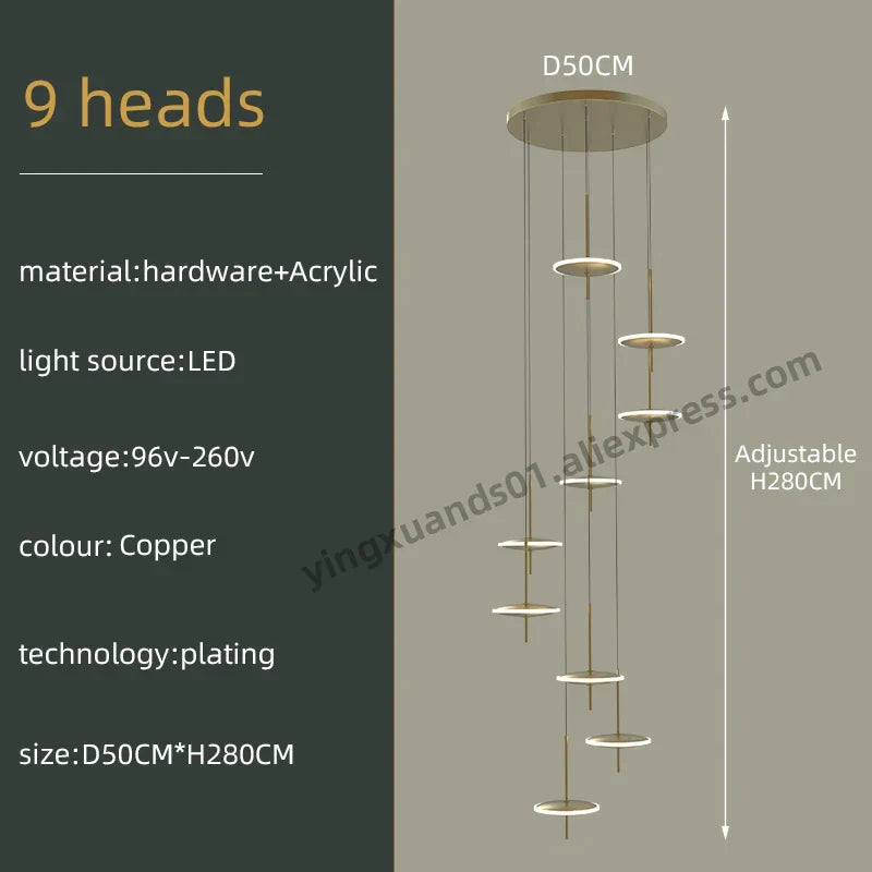 Nordic Black Gold Chandeliers LED Hanging Lamps Acrylic Suspension Loft Pendant Lights