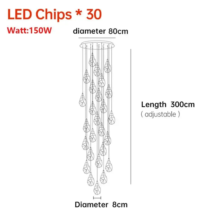 Nordic Crystal Cube Chandelier LED Light for Home Staircase Loft Living Room