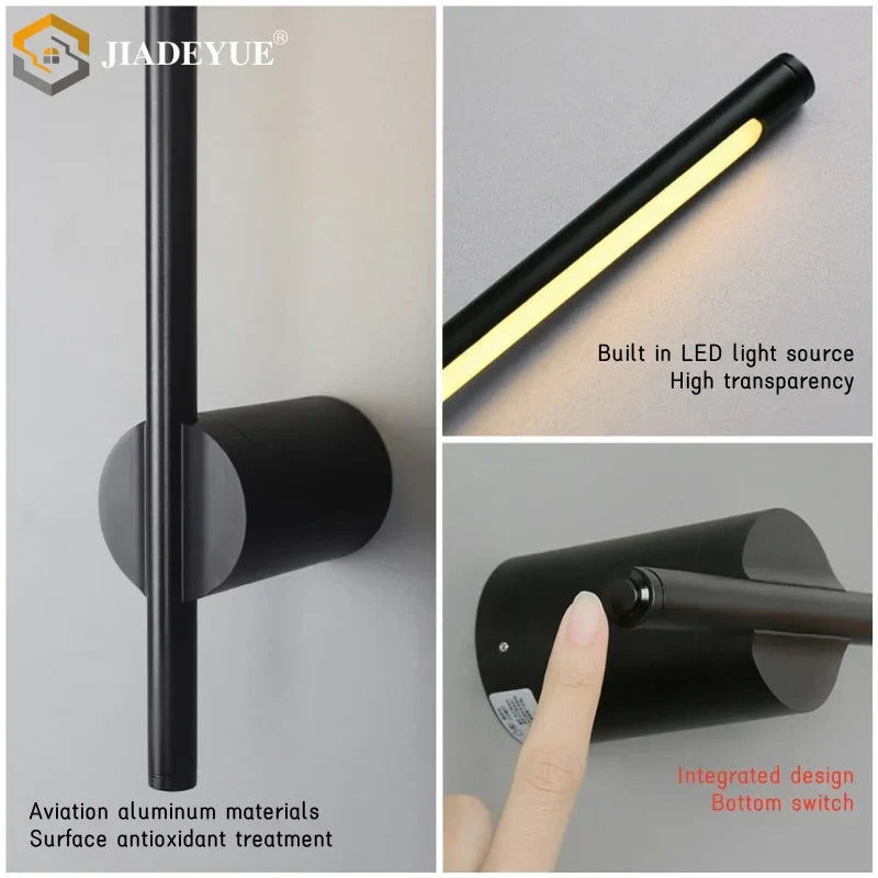 LED Modern Wall Lamp with Built-In Switch for Bedroom Living Room Decor