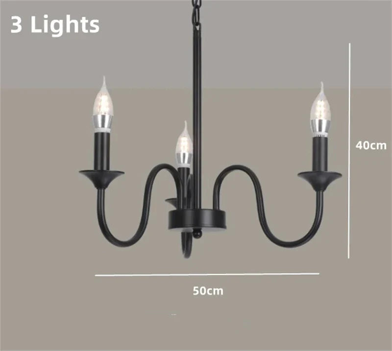 Rustic Iron Candle Chandelier Pendant for Kitchen Living Dining Room Bar Home