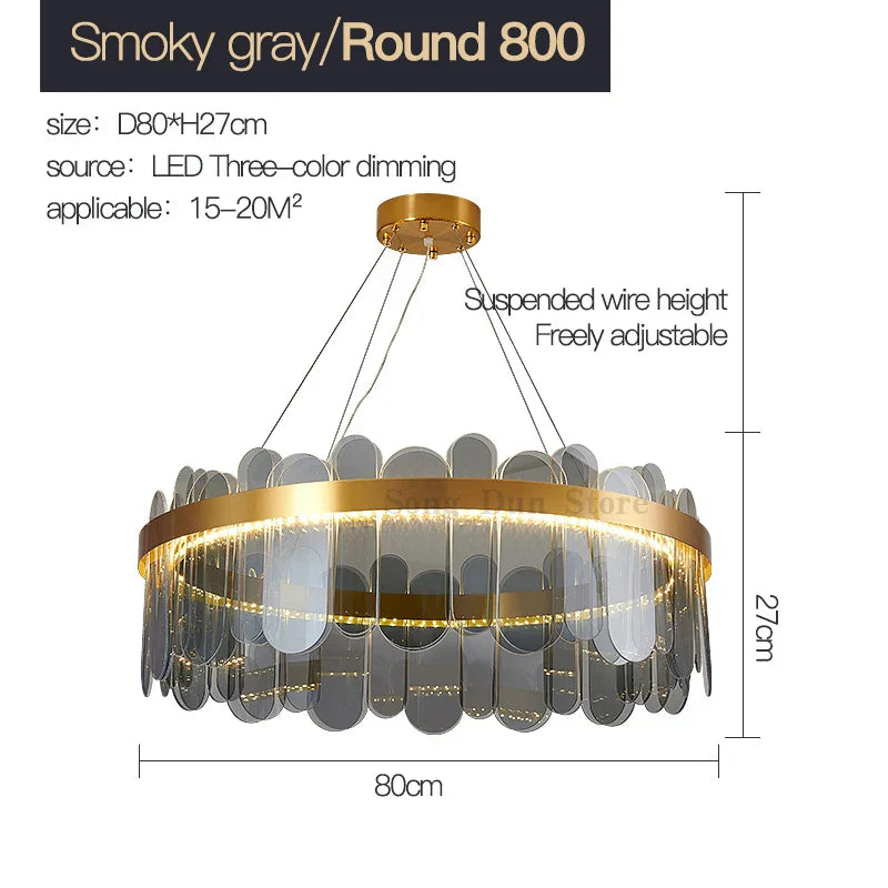 Modern Crystal Glass Chandelier Light for Living Room Dining Bedroom Kitchen Décor