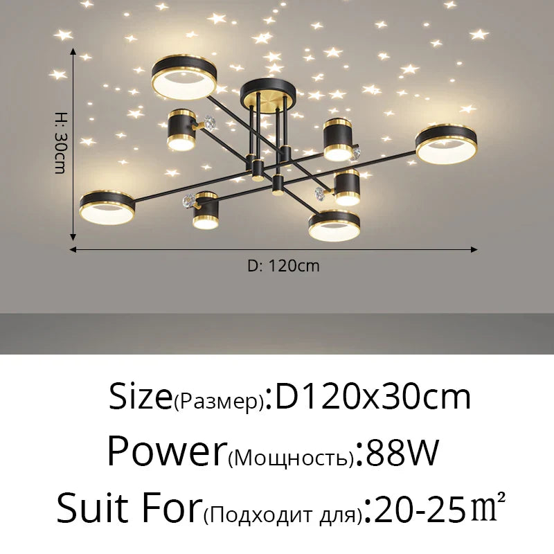 Modern LED Chandelier | Smart Remote Ceiling Pendant Light for Home Decor