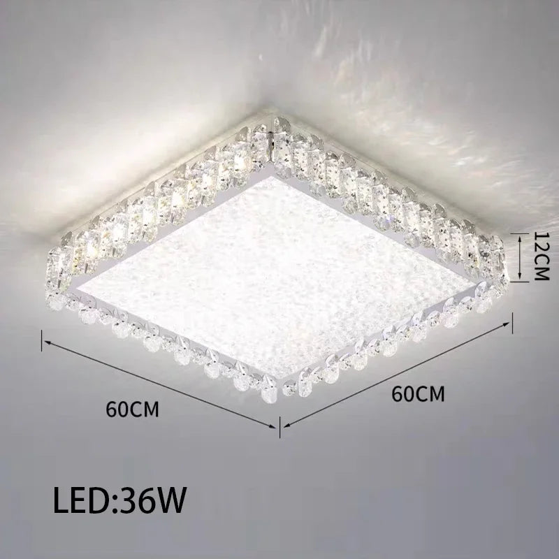 Crystal LED Ceiling Chandelier: Modern Dimmable Lighting Fixture for Stylish Home Decor