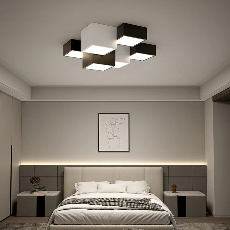 Nordic Black White LED Ceiling Lamp for Stylish Living Room, Bedroom, Office Lighting
