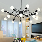 Retro Spider Iron Chandelier: Adjustable, Rotatable, Industrial Living Room Lighting