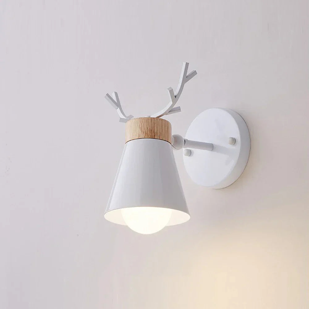 LED Antlers Wall Lamp Wooden Nordic Vintage Modern Loft Bedroom Lighting E27