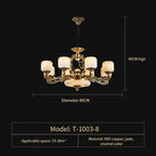 Jade Zinc Alloy Chandelier for Living Room, Restaurant, Hall - Elegant Chinese Design