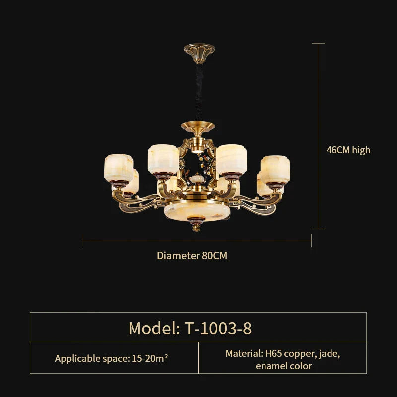 Jade Zinc Alloy Chandelier for Living Room, Restaurant, Hall - Elegant Chinese Design