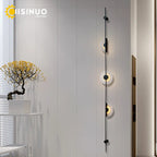 LED Marble Wall Lights - Black Metal Sconces for Living Room, Stairs & Aisle