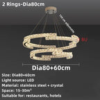Crystal Ceiling Chandelier: Modern Stainless Steel LED Indoor Lighting for Living Room & Bedroom