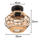 Rattan Ceiling Chandelier Rustic Retro Flush Mount Light Fixtures