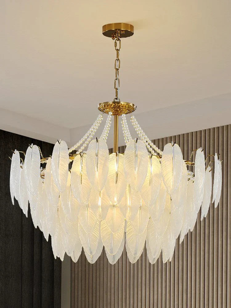 Feather Pendant Chandelier for Luxe Ceiling Decor in French Loft Style