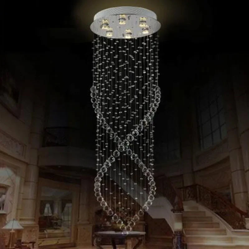 Modern Crystal Chandelier LED Pendant Light for Duplex Stairs and Kitchen