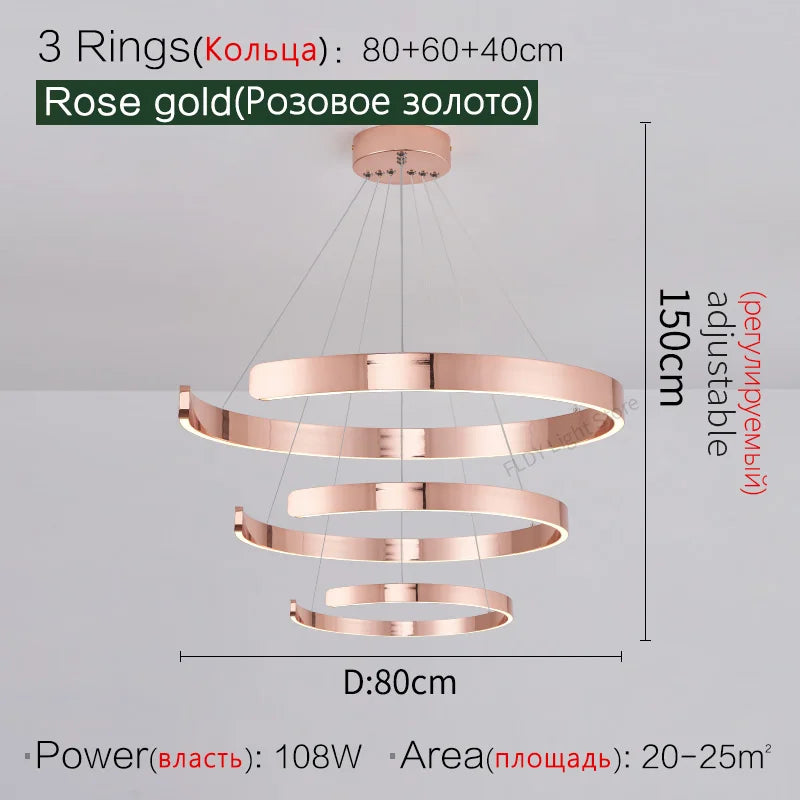 Round Ring LED Chandelier for Dining Room Bedroom Living Room Modern Nordic Decor