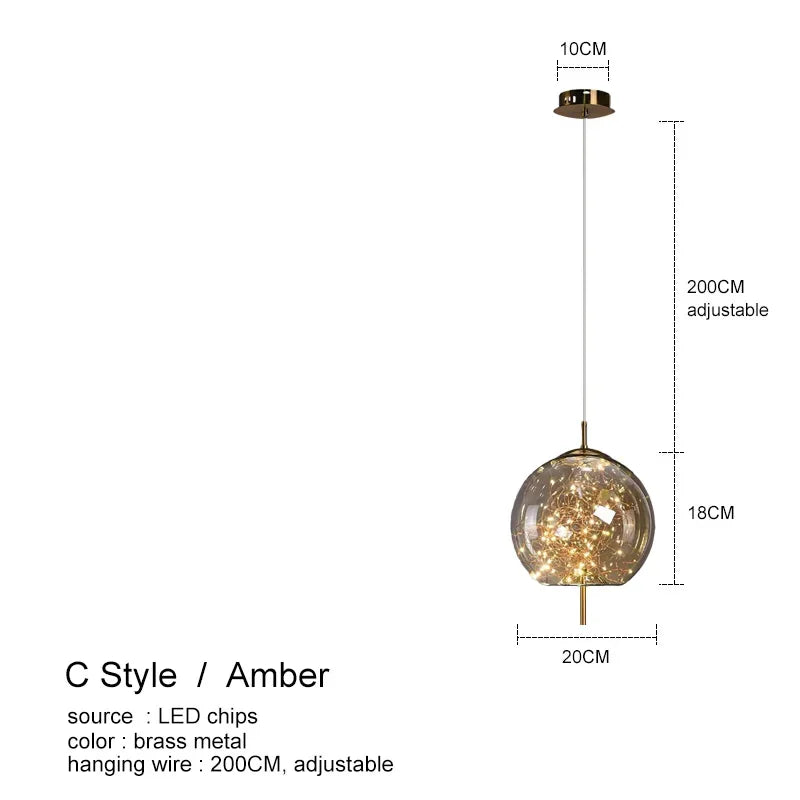 Amber Glass Chandelier: Luxury Lighting for Bedroom, Dining Room, Kitchen, Restaurant & Art Decor