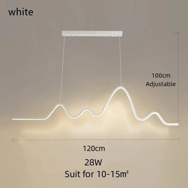 LED Aluminum Chandelier Modern Wave Line Kitchen Island Pendant Light