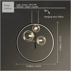 Glass Bubble LED Ceiling Chandelier for Home, Modern Ring Hanging Light Fixtures